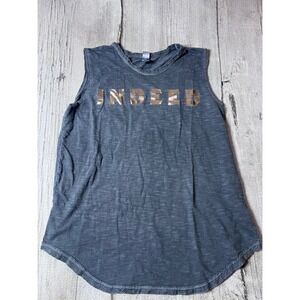 Alternative Apparel Tank Top Women Medium Gray Indeed Graphic Muscle Tee Boho